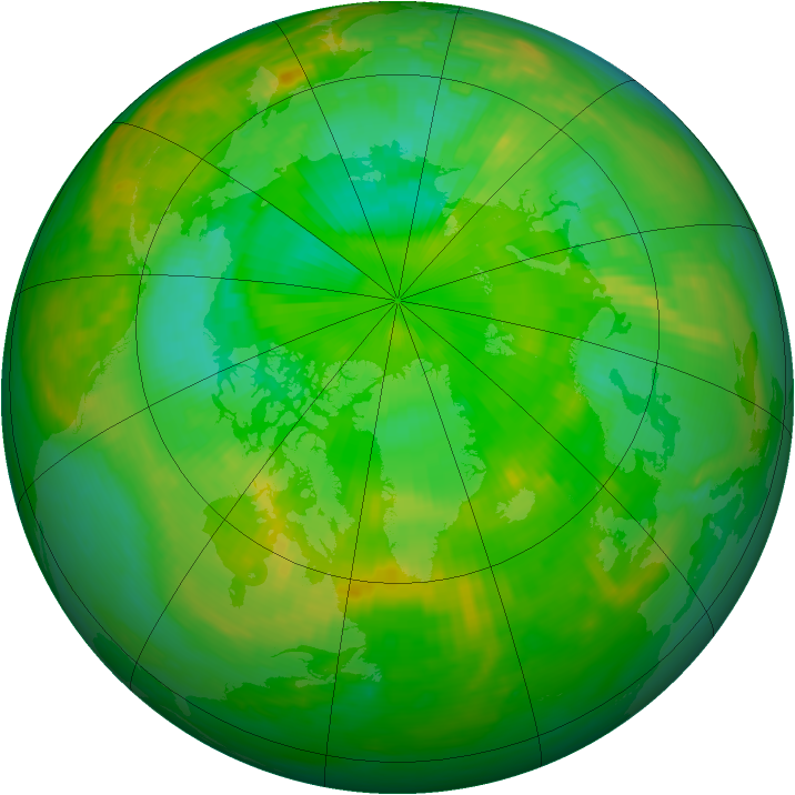 Arctic ozone map for 07 July 1989